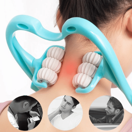 PureRelief 6-Wheel Neck Massager Instant Pain Relief for Neck Back & Shoulders (Imported from Japan)